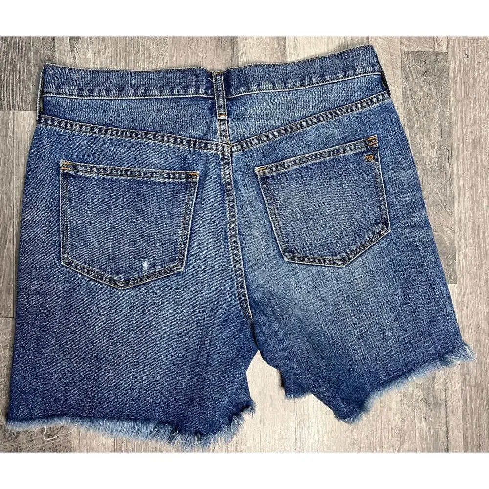 Madewell Denim Cut Off Shorts Womens 27 Blue High Rise Raw Hem Casual Summer